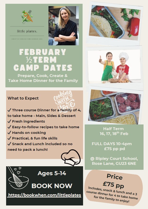 Febuary 2026 Half Term Cookery Camp Flyer